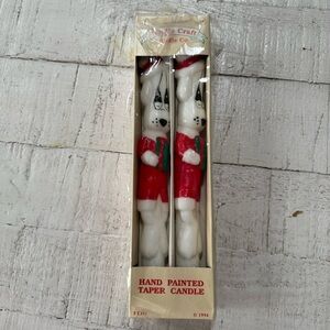 Vintage 1994 Christmas‎ Dog Taper Candles Set of 2 NEW Candle Craft Candle Co.